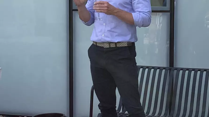 Philipp Kukura giving a speech during the event