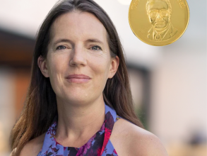 Photo of Molly Stevens with the Chapman Medal in the corner